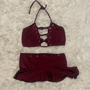 Elegant Burgundy Skirt Set